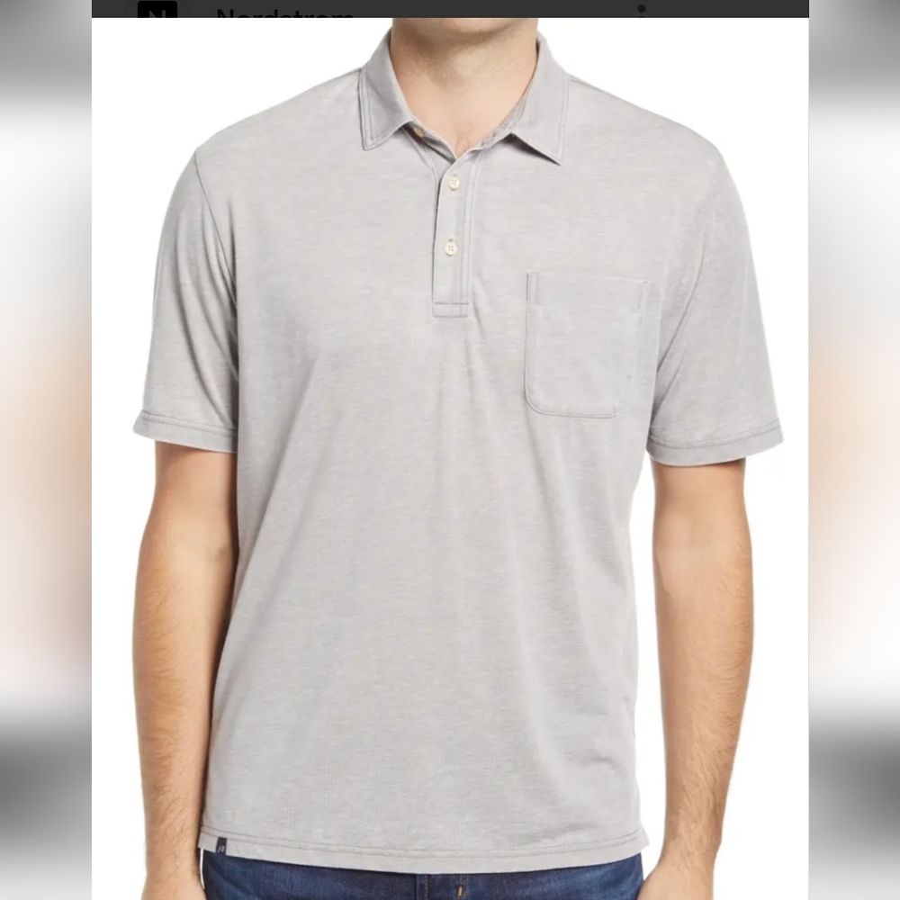 johnnie-O Light Gray Polo Shirt Large